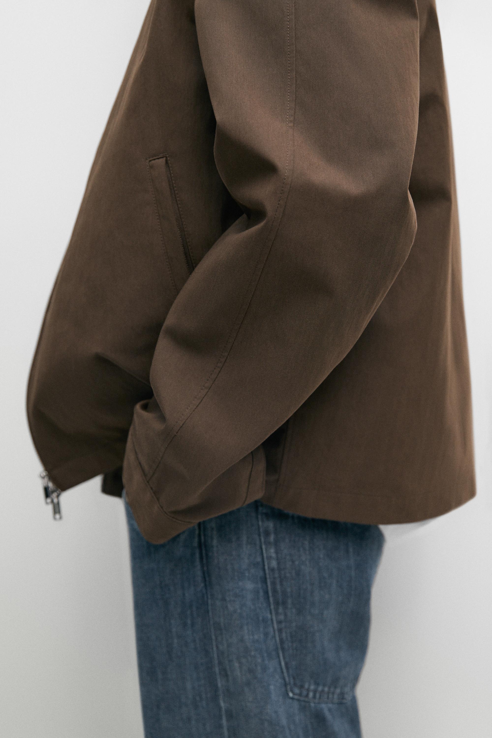 Cotton blend high-neck jacket